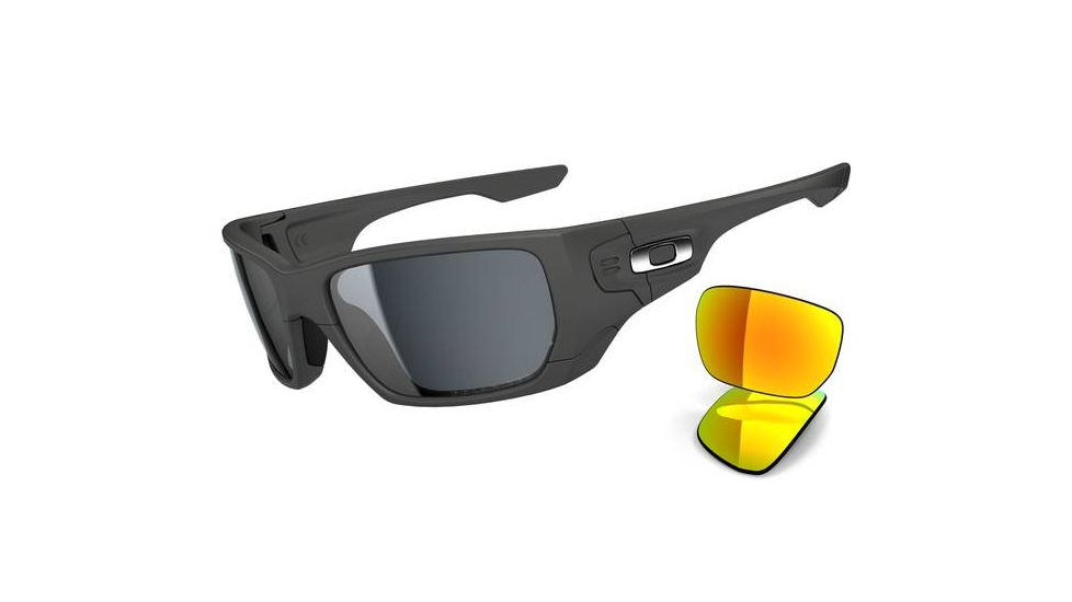 Oakley Style Switch Mens Sunglasses Matte Dark Grey Frame, Grey Polarized and Fire Iridium Lens OO9194-07