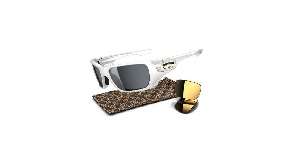 Oakley Style Switch Mens Sunglasses SW Gold Series - Polished White Frame, Grey Polarized and 24K Iridium Lens OO9194-10