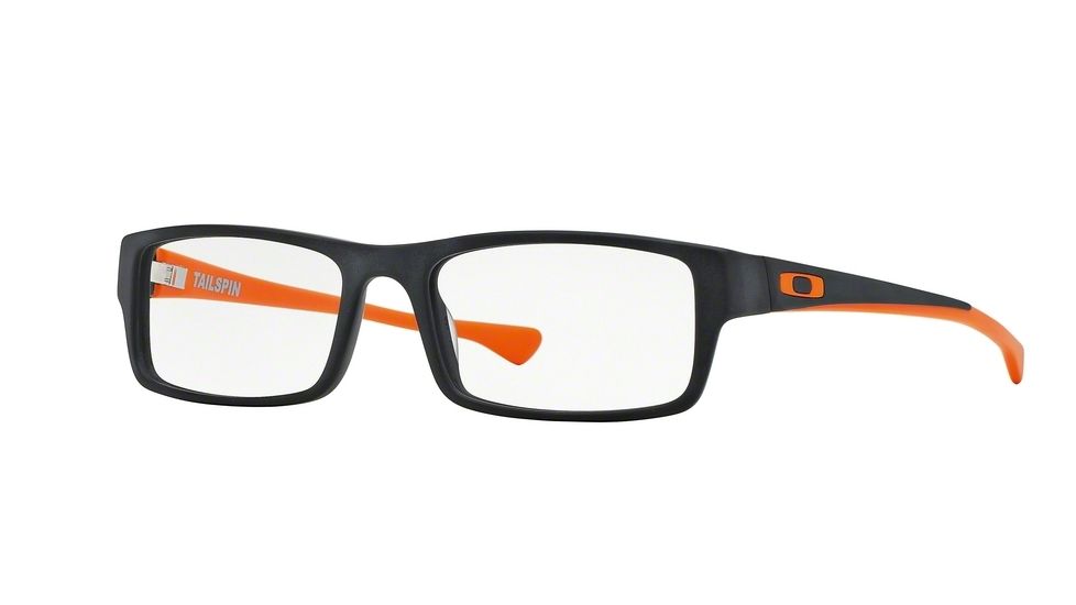 Oakley Tailspin Progressive Prescription Eyeglasses 109905-55 - Satin Black/Orange Frame