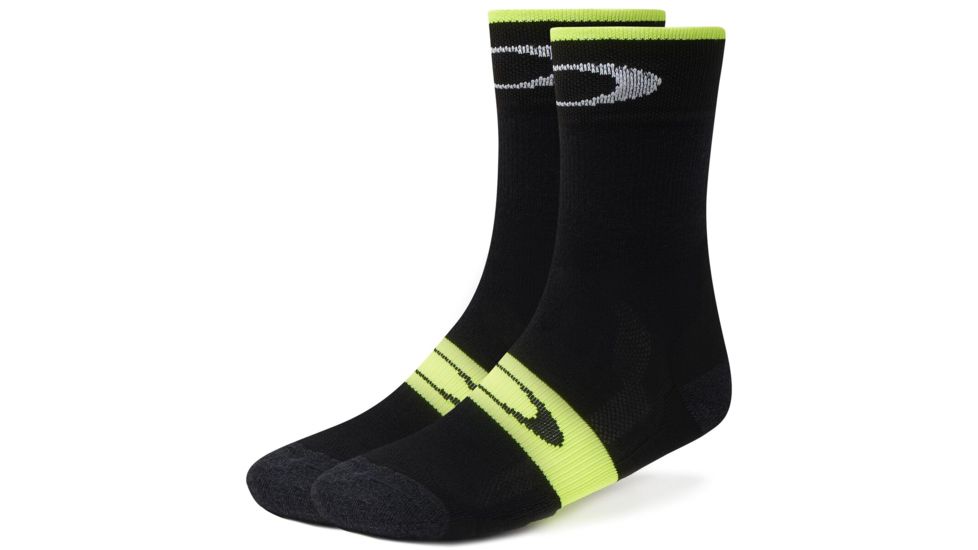 Oakley Thermal Wool Socks - Mens, Blackout/Hi-Vis Yellow, Small, 93286-05W-S