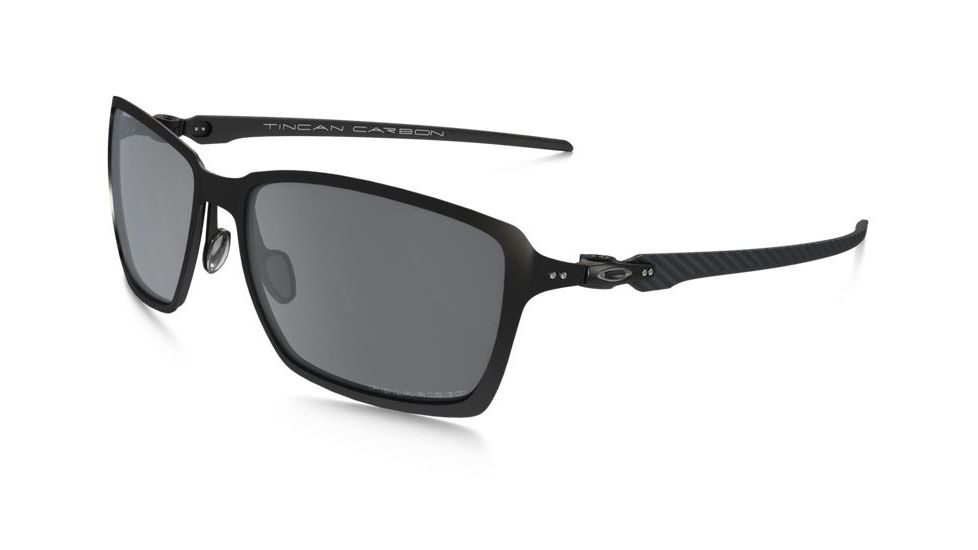 Oakley Tincan Carbon Sunglasses Satin Black/Steel Frame, Black Iridium Polarized Lens-OO6017-02