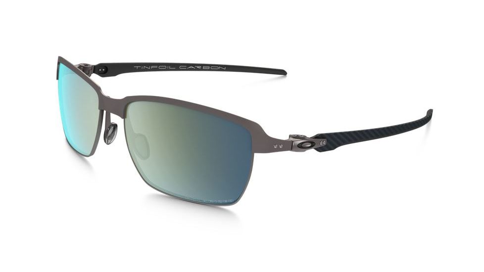 Oakley Tinfoil Carbon Sunglasses Lead/Matte Black Frame, Emerald Iridium Polarized Lens-OO6018-04