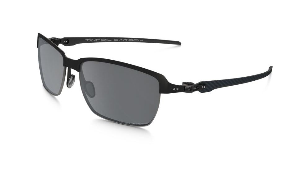 Oakley Tinfoil Carbon Sunglasses Satin Black/Steel Frame, Black Iridium Polarized Lens-OO6018-02