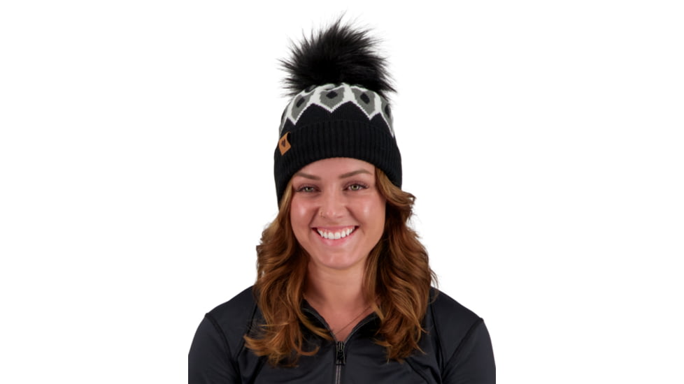 Obermeyer Fair Isle FF Pom Beanie - Womens, Black, One Size, 18068-16009-ONE SIZE