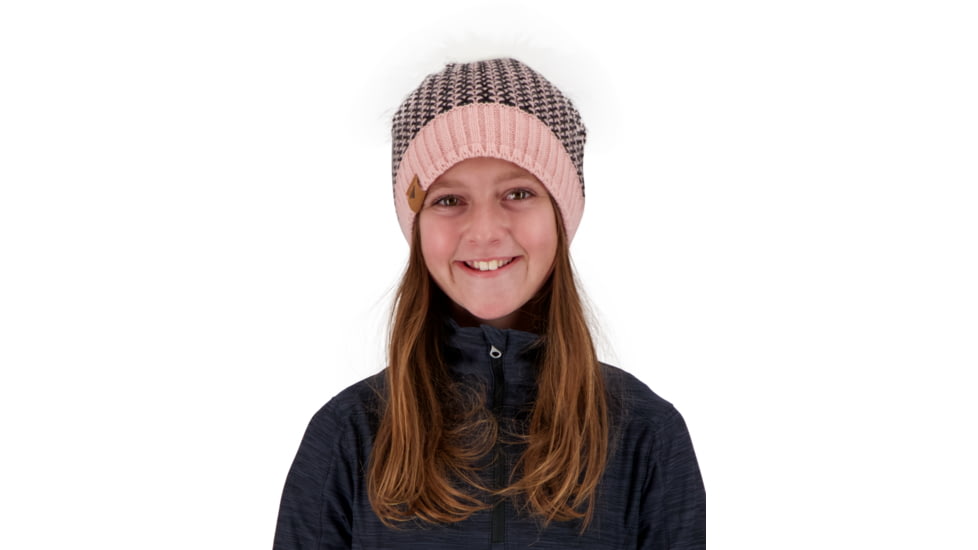 Obermeyer Tucson FF Pom Beanie - Girls, Pink Sand, One Size, 38016-21050-ONE SIZE