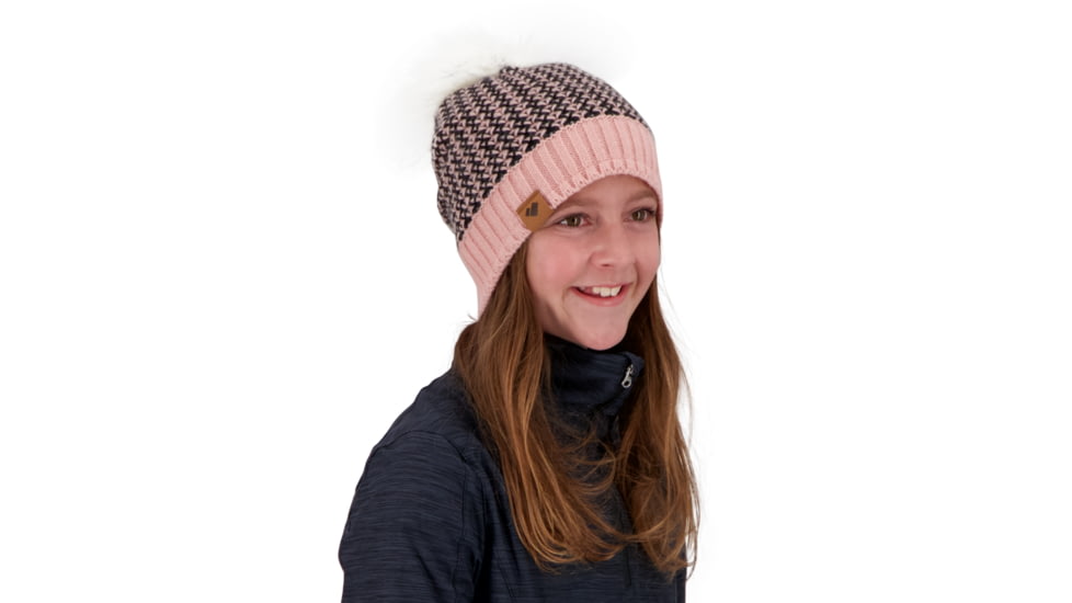 Obermeyer Tucson FF Pom Beanie - Girls, Pink Sand, One Size, 38016-21050-ONE SIZE