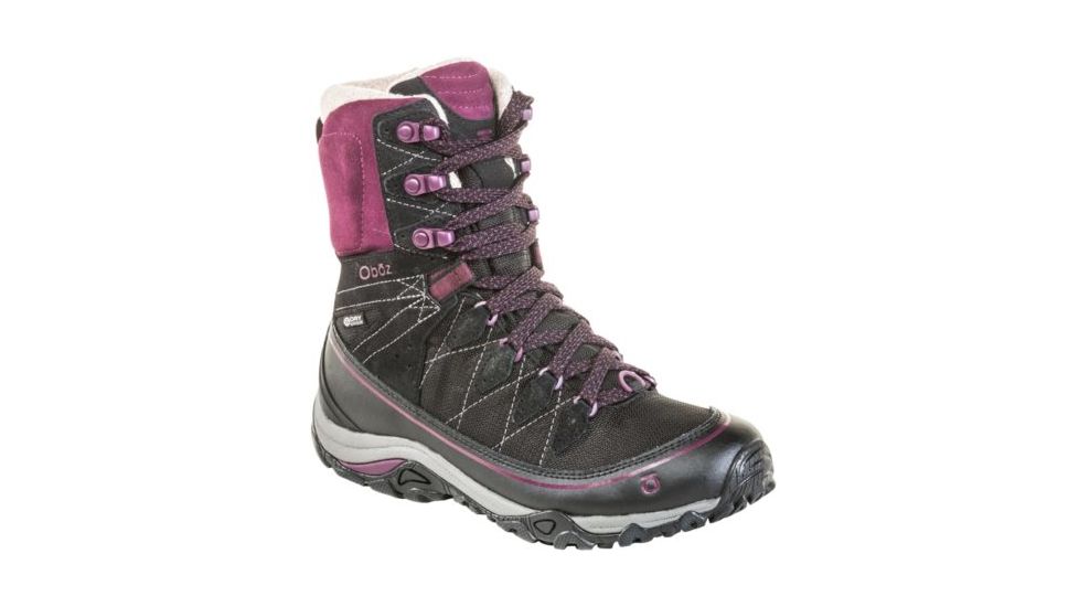 Oboz Juniper 8 Inch Insulated B-Dry - Womens, Eclipse Black/ Beet, Medium, 7.5, 81702-EBB-M-7.5