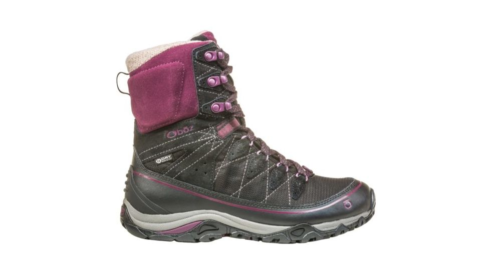 Oboz Juniper 8 Inch Insulated B-Dry - Womens, Eclipse Black/ Beet, Medium, 7.5, 81702-EBB-M-7.5