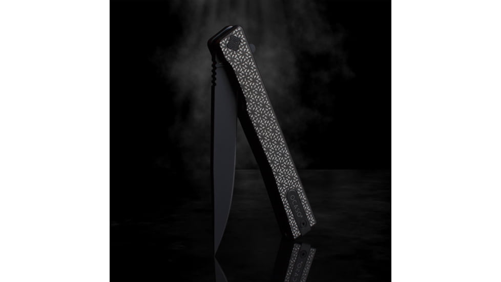 Ocaso Knives Engraved Solstice Folding Knife, 3.5in, CPM S35VN, Swirl/Titanium Pattern Handle, Black, 10ESB