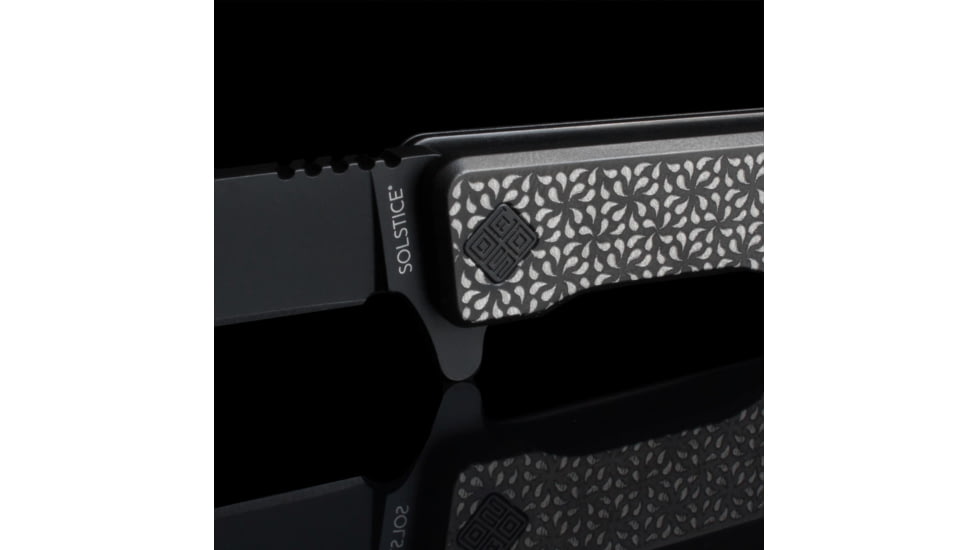 Ocaso Knives Engraved Solstice Folding Knife, 3.5in, CPM S35VN, Swirl/Titanium Pattern Handle, Black, 10ESB