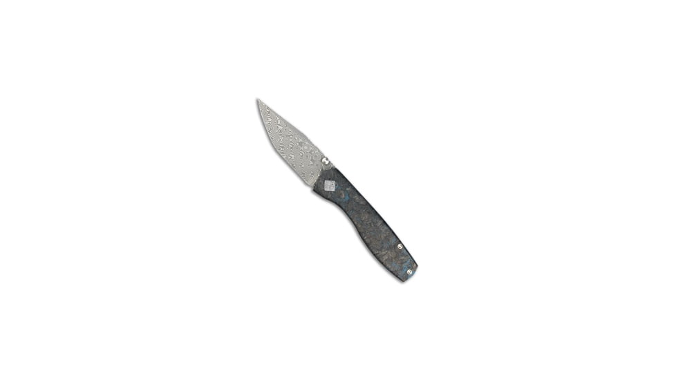 Ocaso Ocaso Delos Tanto Frame Lock Knife Dark Matter CF/Blue Ti 3" Damascus, Black/Blue, Damascus, adult, BHQ-217121