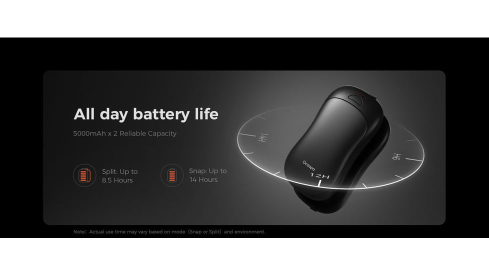 Ocoopa UT3 Pro Rechargeable Hand Warmer, Black on Black, UT4102-BK-BK