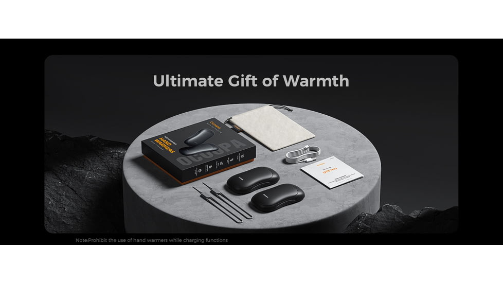 Ocoopa UT3 Pro Rechargeable Hand Warmer, Black on Black, UT4102-BK-BK