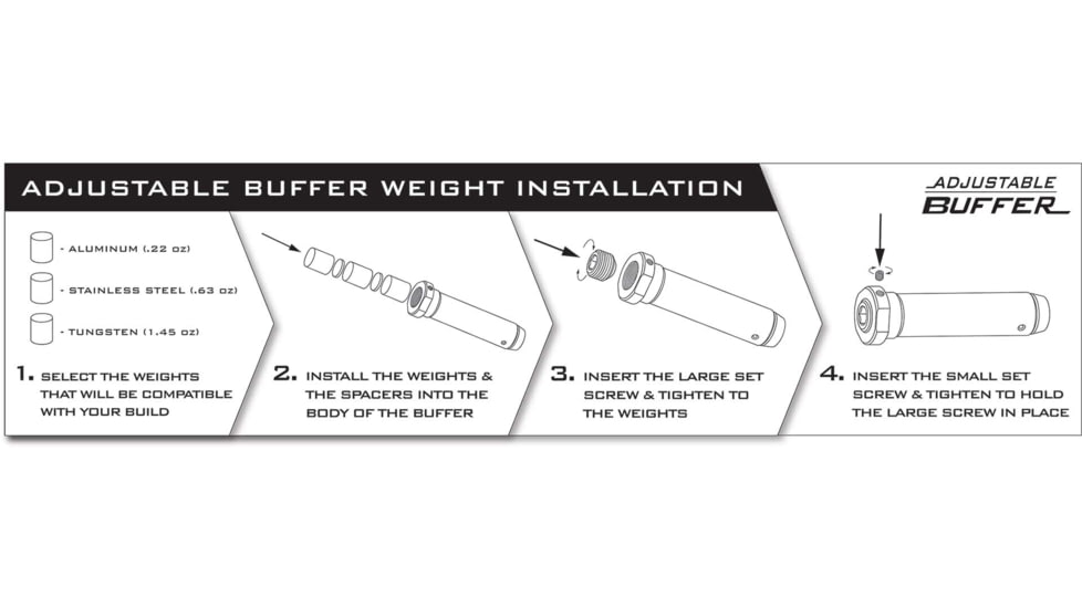 ODIN Works AR-15 Adjustable Buffer, Lite, Black, OS-ABS-AR15-LITE