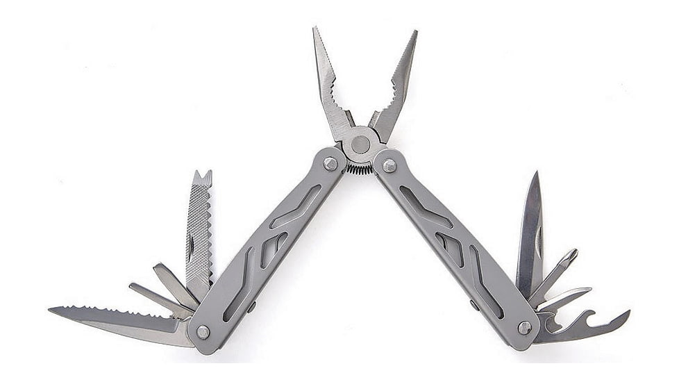 Off Grid Tools Survival Multitool Multi-Tools, Folding Knife, 4in Closed, 6.25in Overall, SS Handles, Black, OGT-A-MULTITL