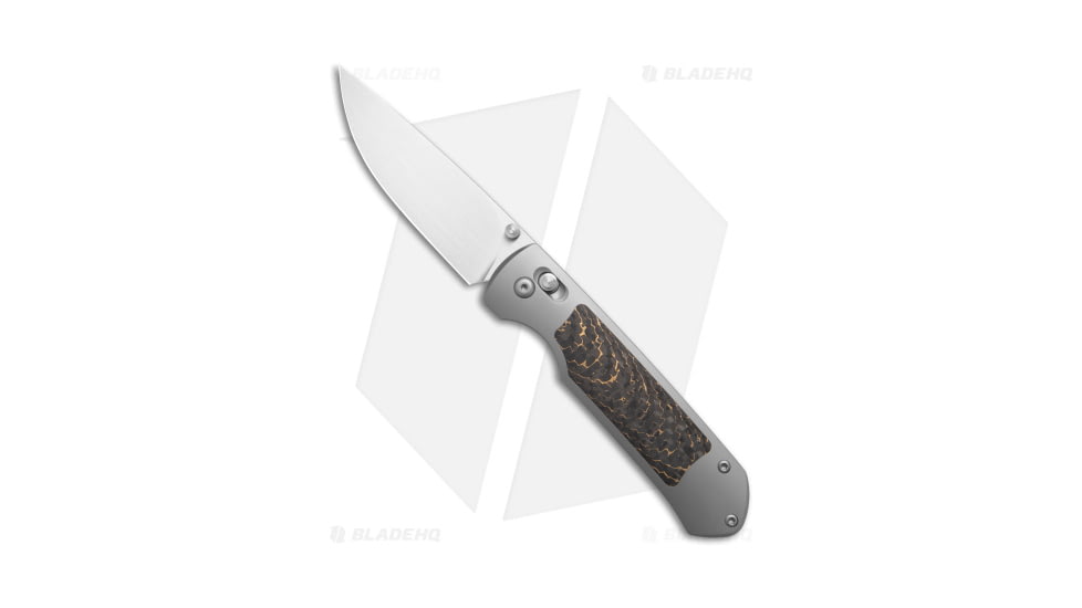 Ohlone Knives Goat AXL Folding Knife, 3.50in, Bohler M390 Stainless Steel, Drop Point Blade, Carbon Fiber Black Handle, Steel/Black, 8.20in, BHQ-187610