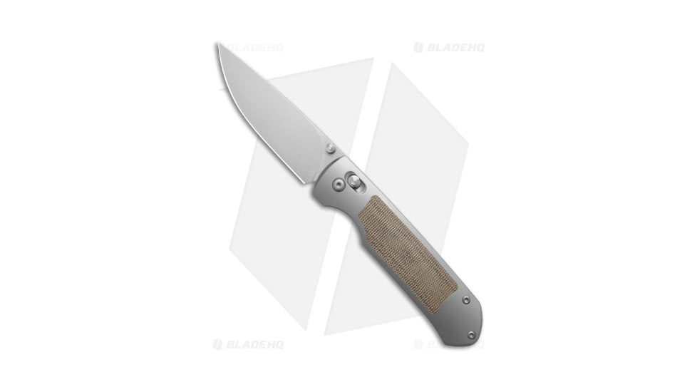 Ohlone Knives Goat AXL Folding Knife, 3.50in, Bohler M390 Stainless Steel, Drop Point Blade, Micarta Green Handle, Gray/Green, 8.20in, BHQ-187609