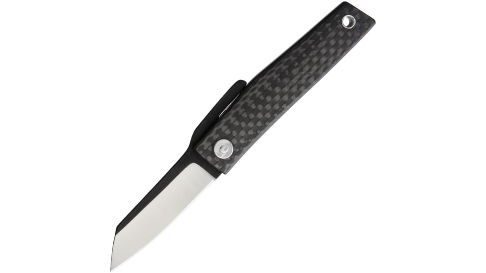 Ohta Knives FK 5 Carbon Fiber Folder, 2in D2 Tool Steel Blade, Carbon Fiber Handle, Black Leather Sleeve, OFF FK5 CF