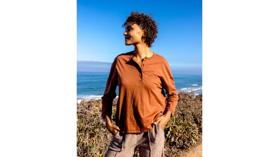Outerknown Saltwater Slub Henley - Women's, Final Sale, Copper, Large, 2212004-CUU-XX-L