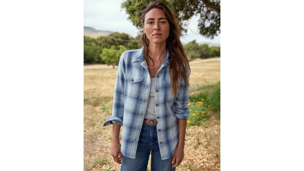 Outerknown Blanket Shirt - Women's, French Blue Sands Plaid, Medium, 2310086-FBX-XX-M