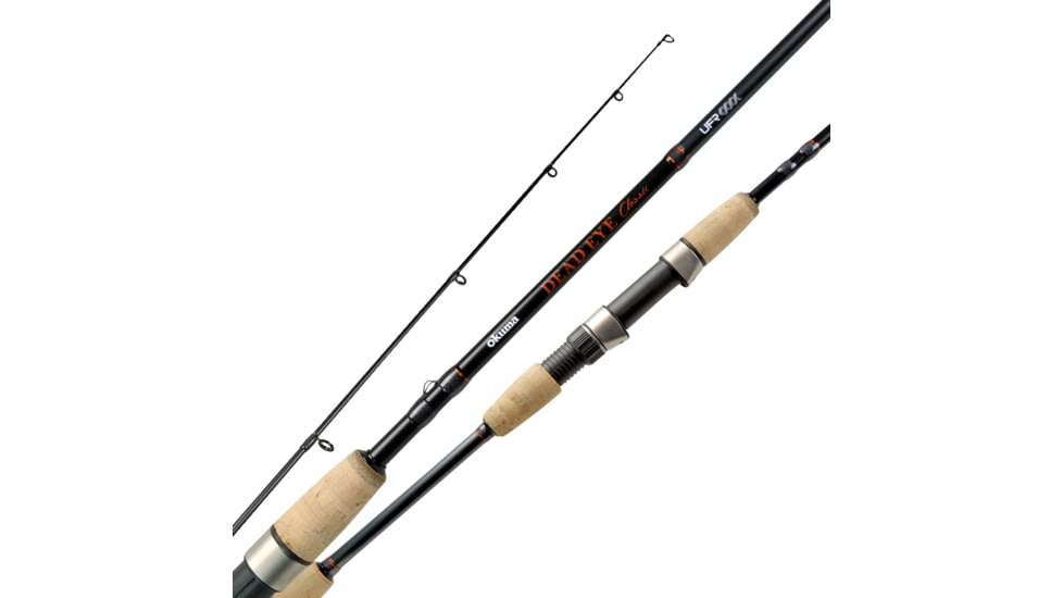 Okuma Dead Eye Classic A 6'6 2pc.Md FT 24ton carbon Walleye trolling&amp;jigging spinning rod SS Guide frame &amp; hook keeper, DEC-S-662MFTa