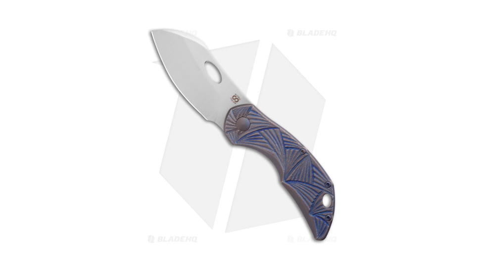 Olamic Cutlery Busker Largo Folding Knife, 2.50in, Bohler M390 Stainless Steel, Sheepsfoot Blade, Titanium Blue Handle, Steel/Blue, 5.875in, BHQ-189592