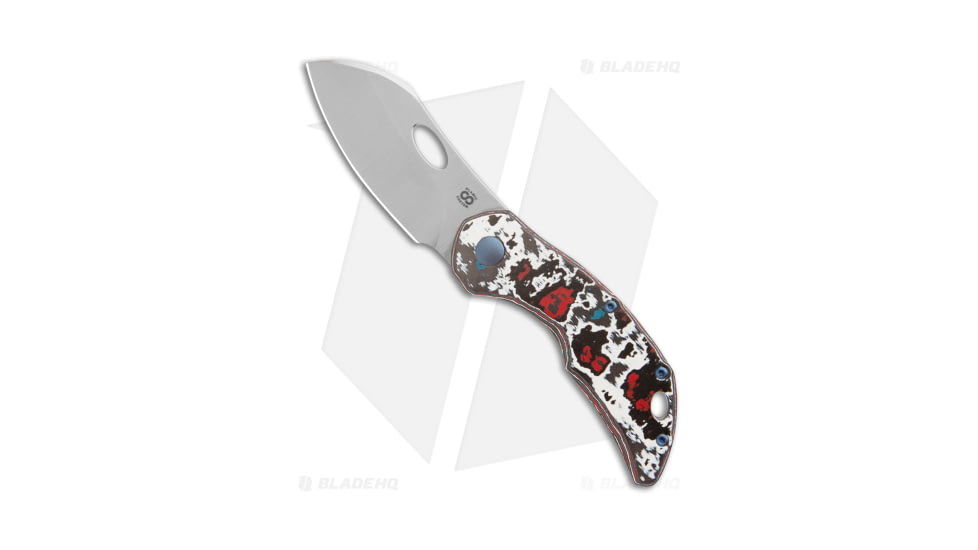 Olamic Cutlery Busker Largo Folding Knife, 2.50in, CPM MagnaCut, Sheepsfoot Blade, Titanium Black/Blue/Red/White Handle, Steel/Black/Blue/Red/White, 5.875in, BHQ-189601
