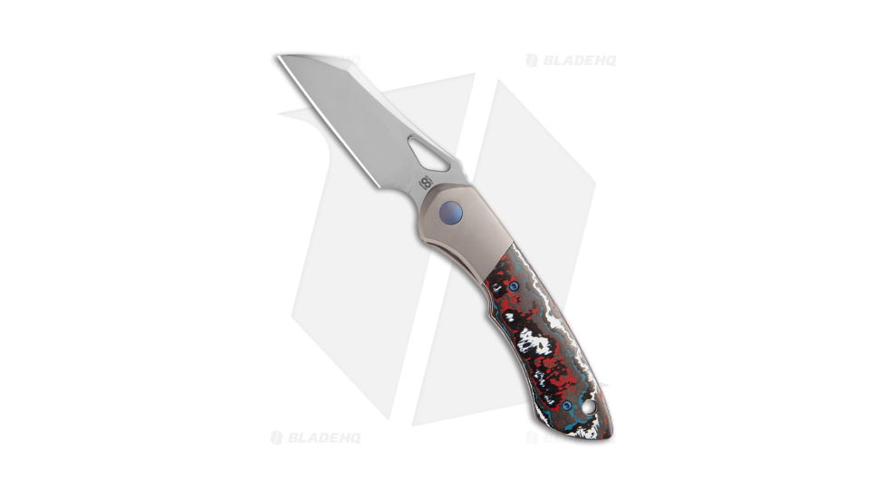 Olamic Cutlery WhipperSnapper BL Folding Knife, 2.875in, CPM-S90V, Wharncliffe Blade, Carbon Fiber, Titanium Bronze Handle, Nebula Fat, Steel/Bronze, 6.875in, BHQ-182538