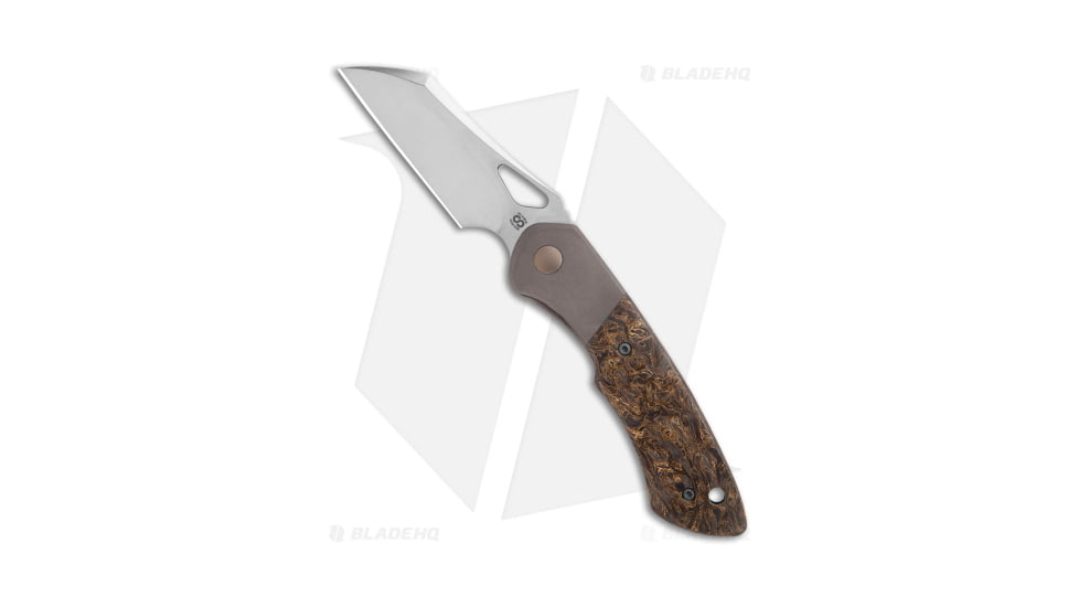 Olamic Cutlery WhipperSnapper BL Folding Knife, 2.875in, CPM-S90V, Wharncliffe Blade, Carbon Fiber, Titanium Bronze Handle, Wharncliffe Bronze Dark Matter, Steel/Bronze, 6.875in, BHQ-182542