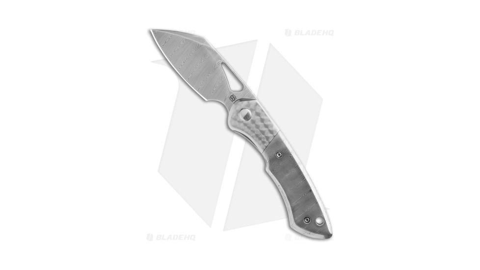 Olamic Cutlery WhipperSnapper BL Folding Knife, 2.875in, Damascus, Sheepsfoot Blade, Titanium Gray Handle, Black/Gray, 6.875in, BHQ-182546