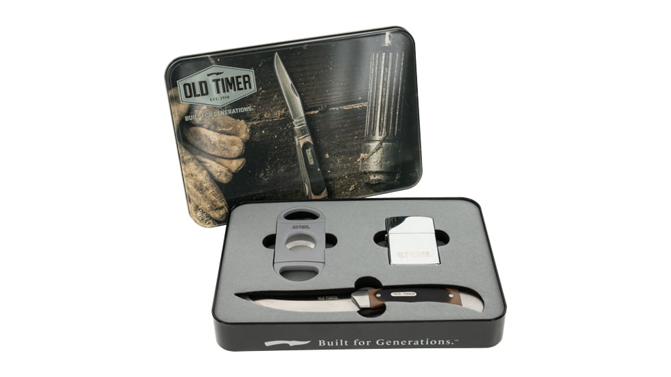 Old Timer Knife W/cigar Cutter &amp; Lighter W/gift Tin Promo Q4