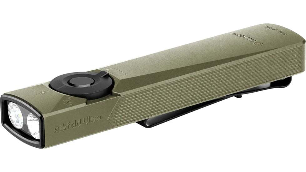 Olight Arkfeld Ultra 1400 Lumens LED Flashlight w/Green Laser Sight, Olive Green, Arkfeld Ultra