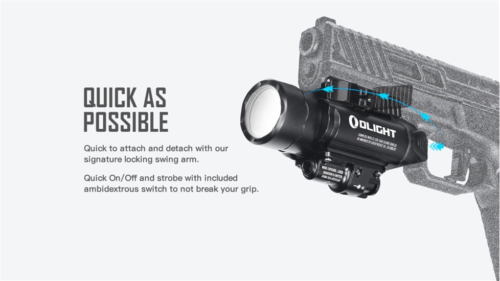 Olight Baldr w/ IR Laser Sight LED Flashlight, Neutral White, 1350 Lumens, Black, FL-OL-BALDRIR