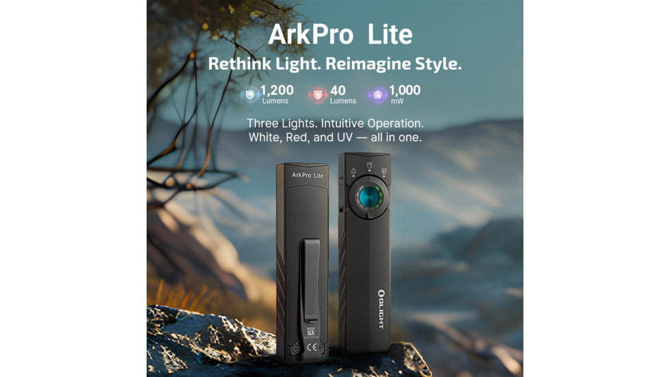 Olight ArkPro Lite Rechargeable 1200 Lumen EDC Flashlight with UV Light