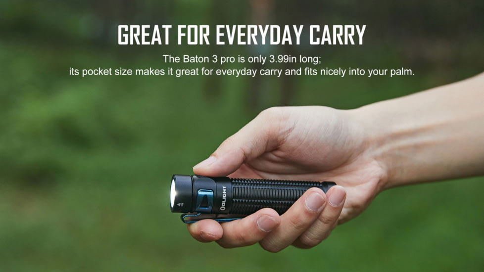 Olight Olight Baton 3 Pro 1500 Lumen Neutral White Rechargeable EDC Flashlight, Black, FL-OL-BATON3PRO-NWBK