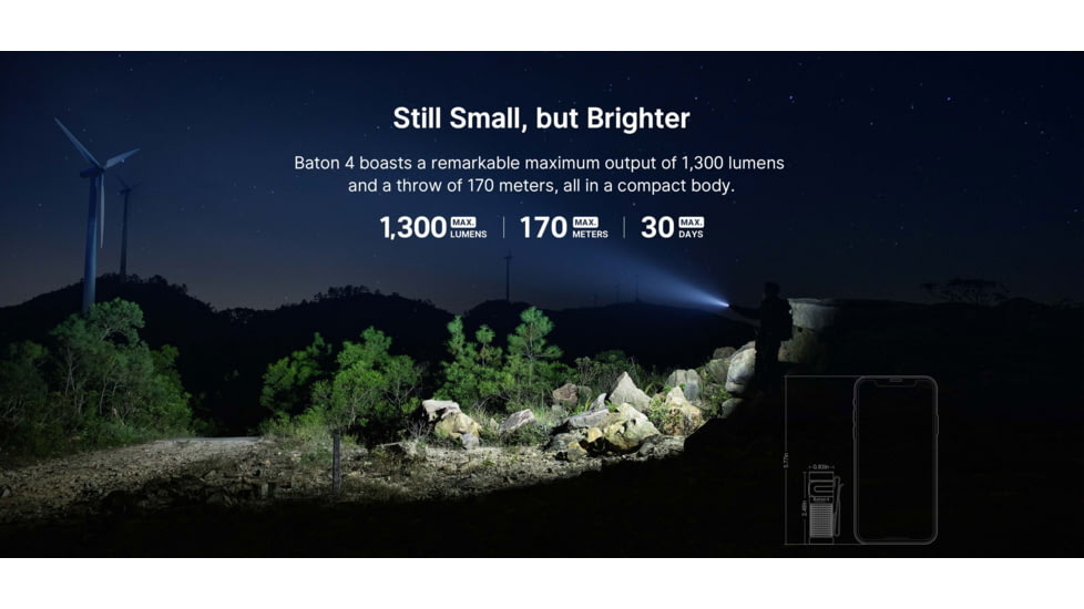 Olight Baton 4 1300 Lumens LED Rechargeable EDC Flashlight