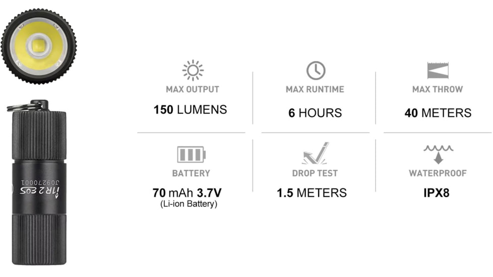 Olight I1R 2 EOS 150 Lumens LED Rechargeable Keychain Flashlight