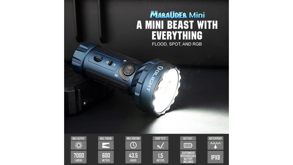 Olight Marauder Mini 7000 Lumen Flashlight Midnight Blue