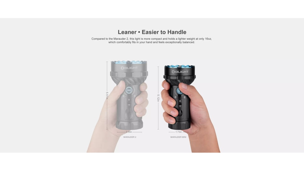 Olight Olight Marauder Mini 7000 Lumen Super Bright Rechargeable Flashlight, Black, FL-OL-MARAUDERMINI-BK