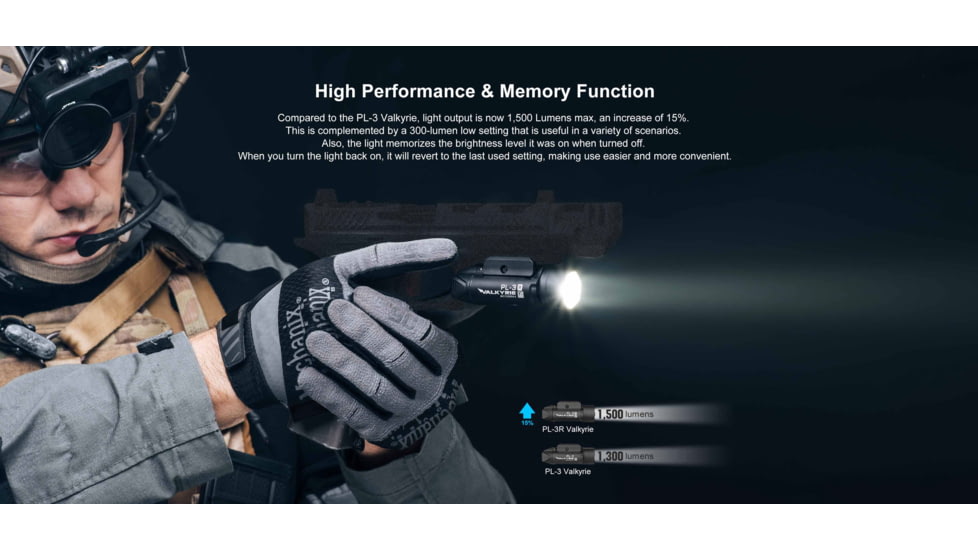 Olight PL-3R Valkyrie 1500 Lumens LED Rechargeable Mountable Tactical Flashlight