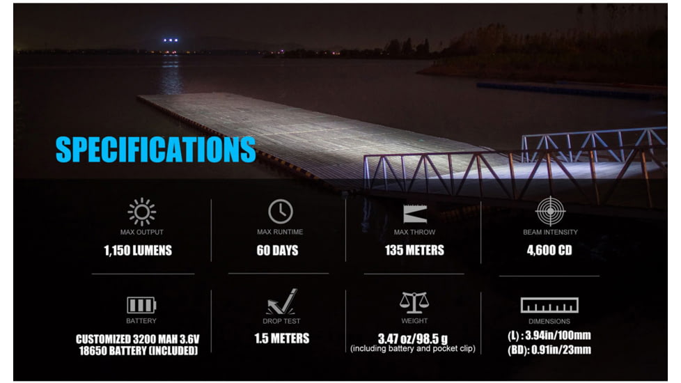 Olight S2R Baton II 1150 Lumens LED Rechargeable Flashlight