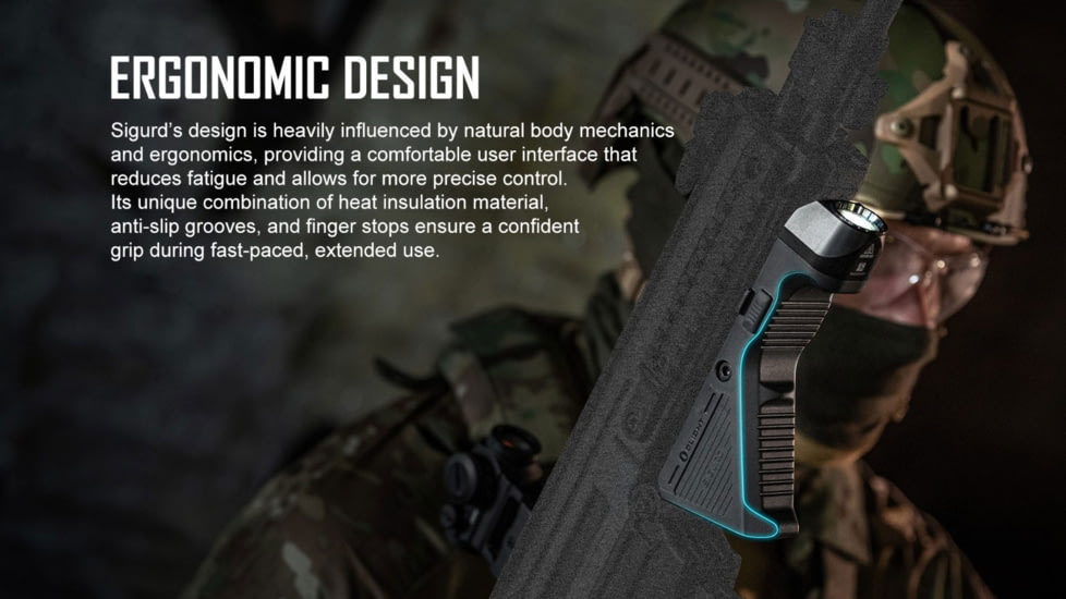Olight Olight Sigurd Black Angled Foregrip with Built-in 1450 Lumen Rechargeable Tactical Flashlight, Black, FL-OL-SIGURD-BK