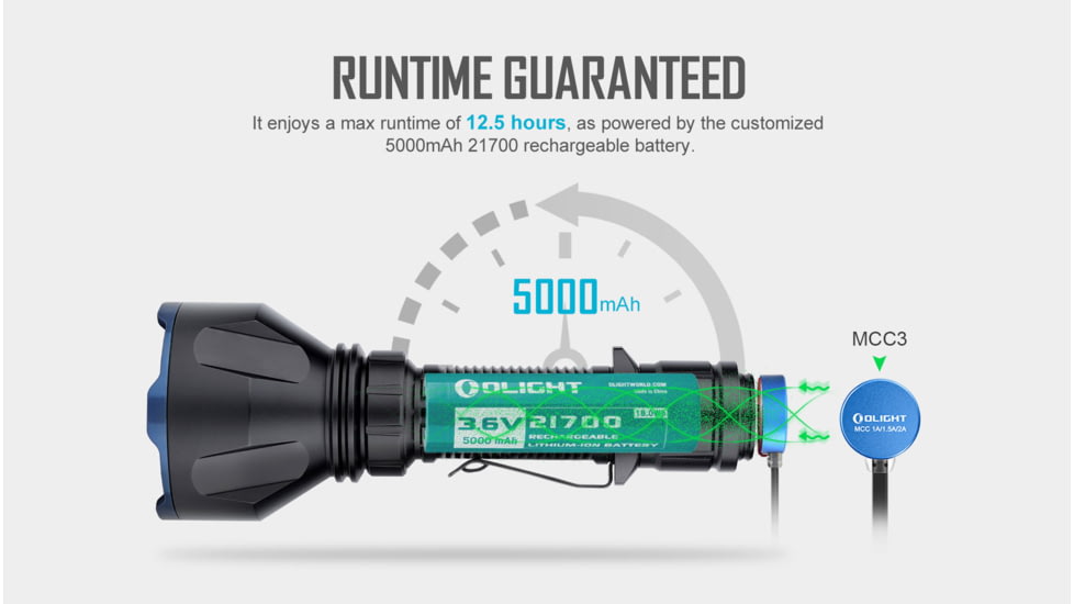 Olight Warrior X Turbo 1100 Yard Long Throw 1100 Lumens LED Rechargeable Flashlight
