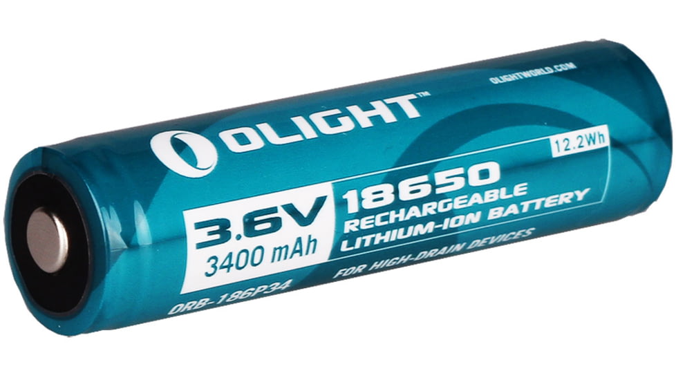 Olight ORB-186P34 Protected 18650 For M22, M20S, M18, M20X - 3400mAh Rechargeable Battery, Teal, BAT-18650-3400-OL