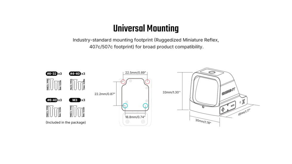 Osight X 1x21-24mm Reflex Red Dot Sight, 3 MOA Dot, Black, Osight X