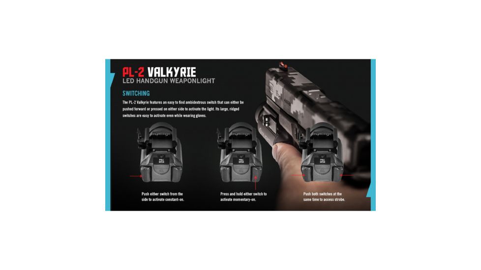 Olight PL-2 Valkyrie Rail Mounted LED Pistol Light, Picatinny and Glock Rails, CREE XHP35 HI CW LED, 1200 Lumens, Includes 2 x CR123As, Black, PL-2-VALKYRIE