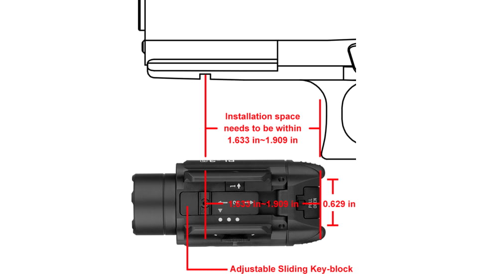 Olight PL-3S Valkyrie, 200/450/1,000 Lumens LED, Weapon Light, Black Anodized, PL3SBK