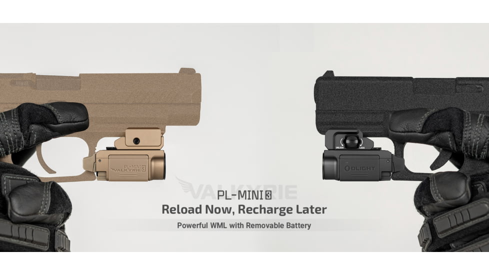 Olight PL-MINI 3 Valkyrie 600 Lumen LED Rail Mount Weapon Light, Lithium Ion, Black, 6975498002673