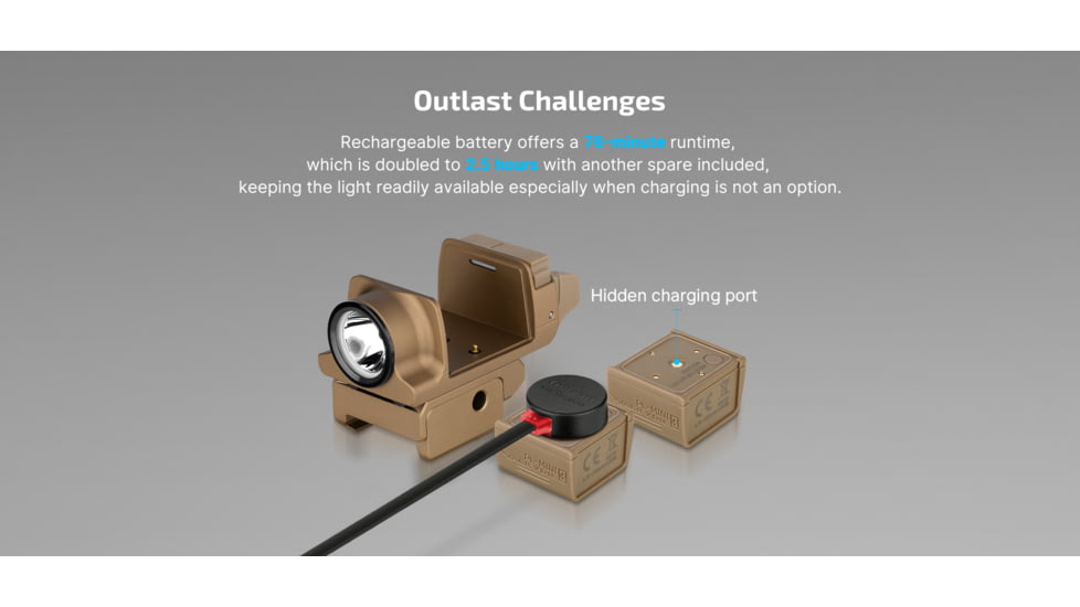 Olight PL-MINI 3 Valkyrie 600 Lumen LED Rail Mount Weapon Light, Lithium Ion, Black, 6975498002673