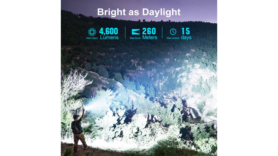 Olight Seeker 4 Pro CW, Rechargeable Handheld Flashlight, 4,600 Lumens, Black, Includes Holster, SEEKER4PROMTBKCW